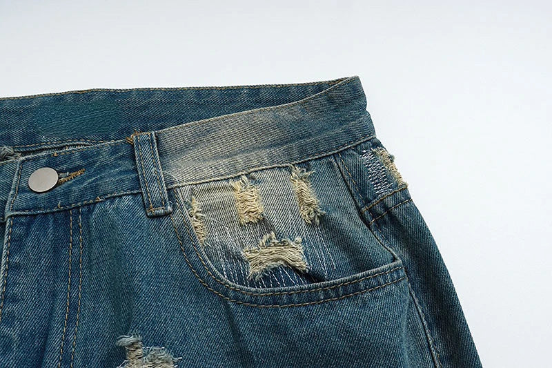 destroy ripped scratched patchwork denim jeans mens casual straight biker zipper trousers streetwear hip hop jean pants joggers unique joggers style 3912
