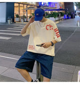 Glitchcore Anime panel – Korean Trendy Letter Printed Short Sleeved T Shirt For Men I