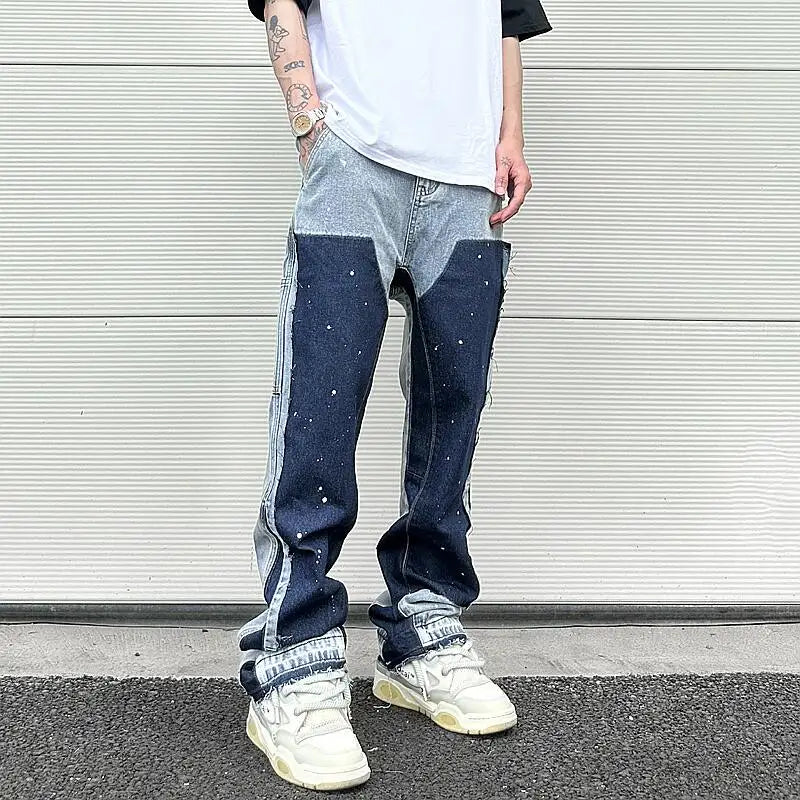 color washed denim mens jeans pants fashion graffiti patchwork loose biker red jeans streetwear hip hop casual straight pants unique jeans style 5188