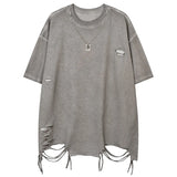 Skatercore Crying angel – Men T Shirts Solid Ripped With Necklace T Shirt Harajuku Vin