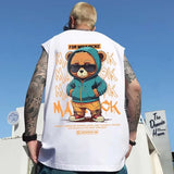 Anime Graphic tee – 2024 Hip Hop Bear Printed Tank Top Men Summer Retro Basketball