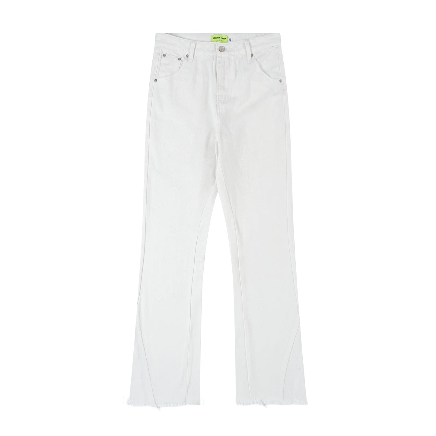 high street micro flare denim pants slim white jeans overall mens fashion casual vibe relaxed solid color washing jeans pants unique jeans style 2012