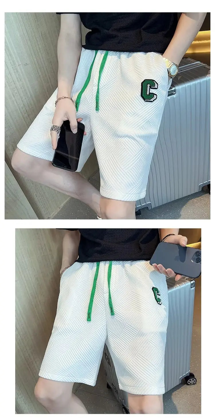 2023 Spring Men's Shorts Korean Fashion Black Shorts Harajuku High Street Men's Clothing White Gym Shorts Men Sweatpants New
