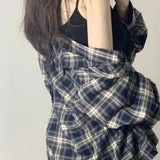 Power Wear Plaid Shirts Women Idle Sle Retro Cardigan Shirt Outerwear Long sleeve Top Spring and Autumn New women shirt blouses