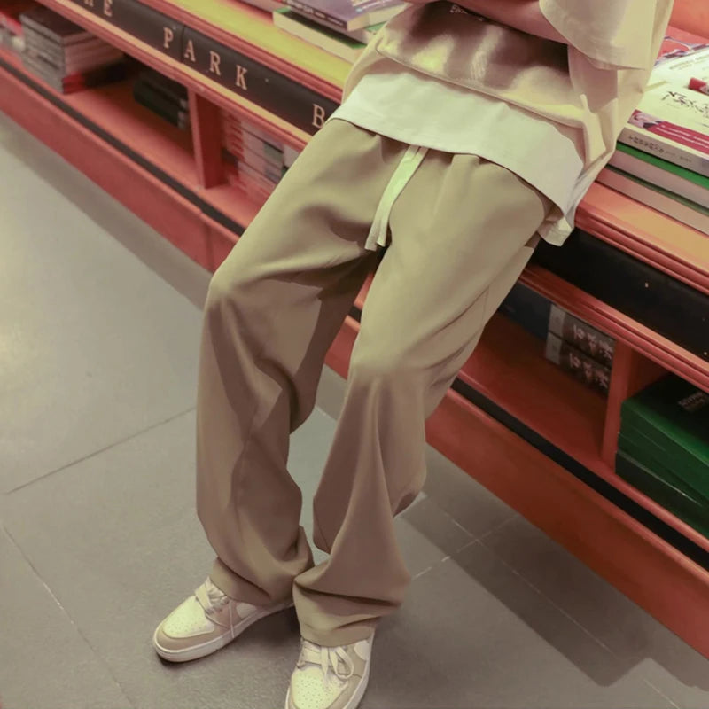 autumn mens sweatpants korean fashion sportswear drawstring wide leg straight track pants casual y2k streetwear baggy trousers streetwear sweatpants
