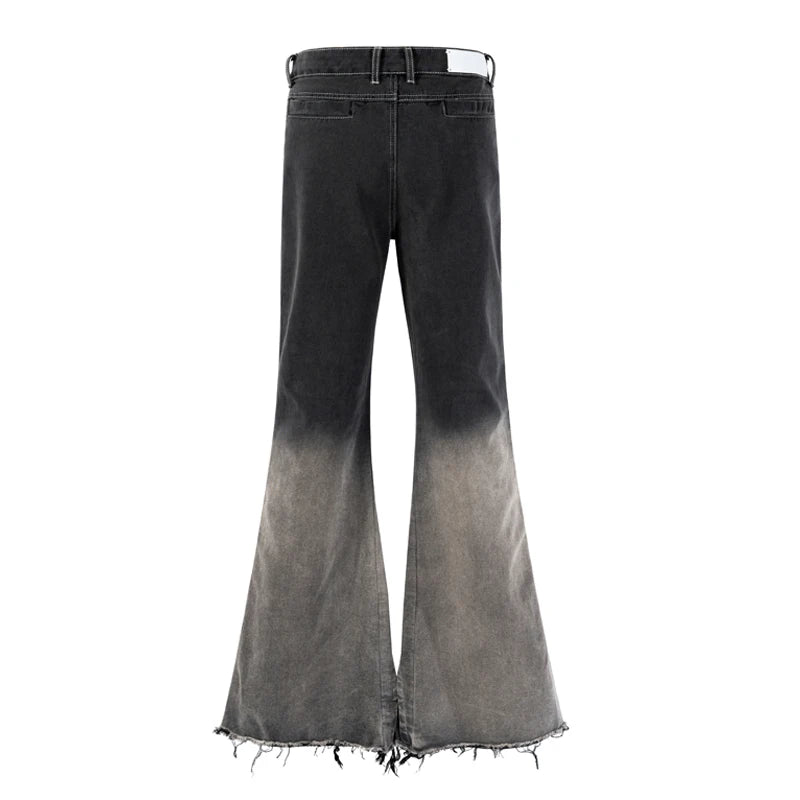 black gray gradient slim jeans floor mop flared pants high street new trendy fashionable hip hop washed vintage mens jean pants unique jeans style 911