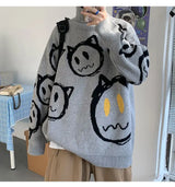 grunge knit pullover for fall and winter, oversized aesthetic with urban style, mens fashion layer for modern streetwear coll