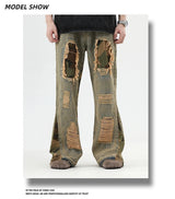hip hop camouflage ripped patchwork denim pants for men y2k vintage streetwear wide leg jean 2025 new distressed baggy jeans unique jeans style 323