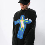 Vaporwave Aesthetic print tee – Distorted Portrait Printing Short Sleeved T Shirt Hip Hop Su