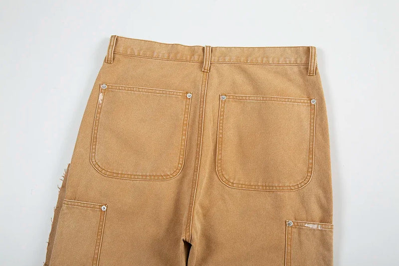 high street spliced speckled ink micro flare pants for men and women patchwork baggy jeans ropa hombre casual denim trousers unique jeans style 3590