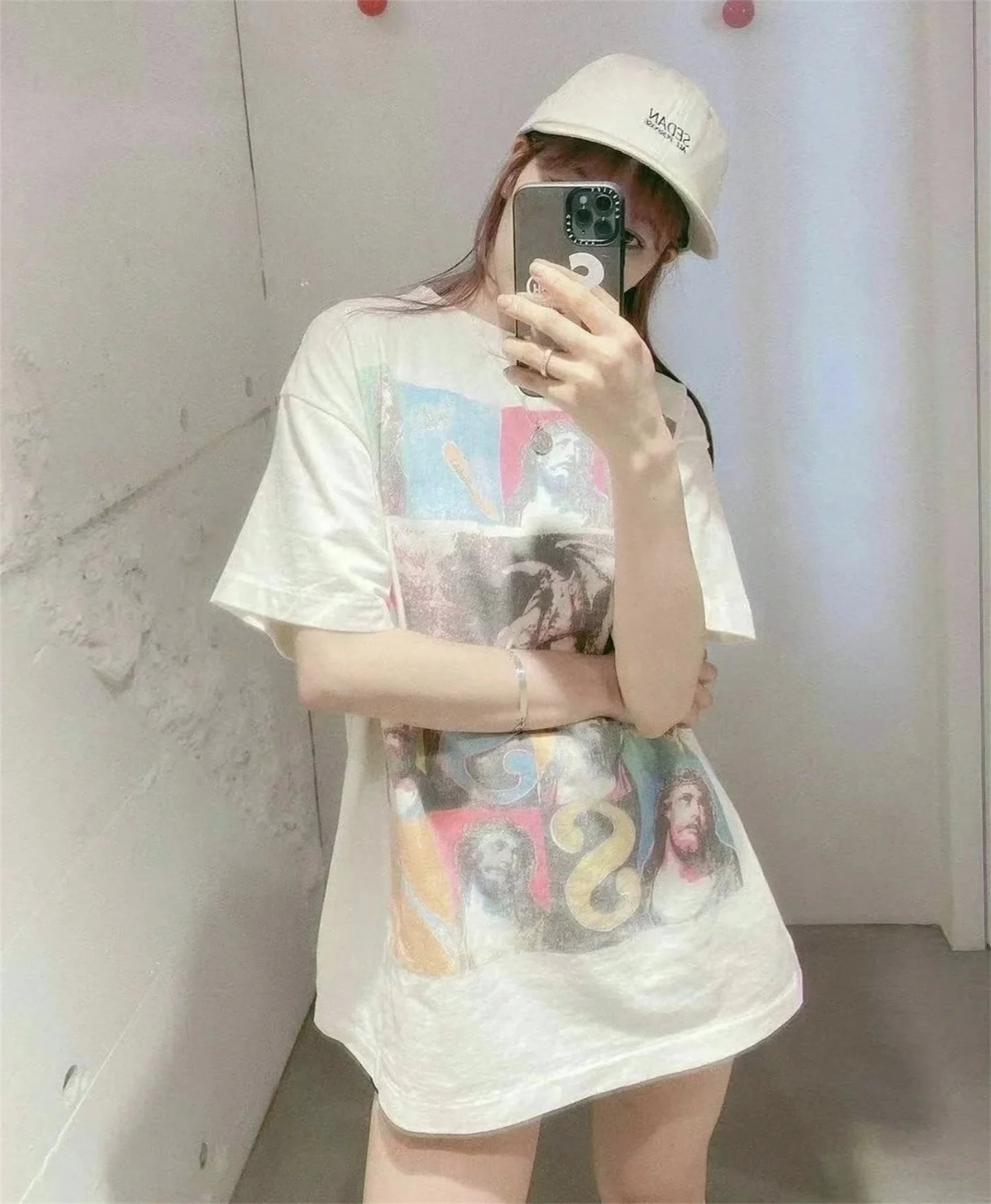 Harajuku streetwear top featuring vintage retro series veges print high street worn streetwear cotton quality casual loose short sleeve tops t shirt