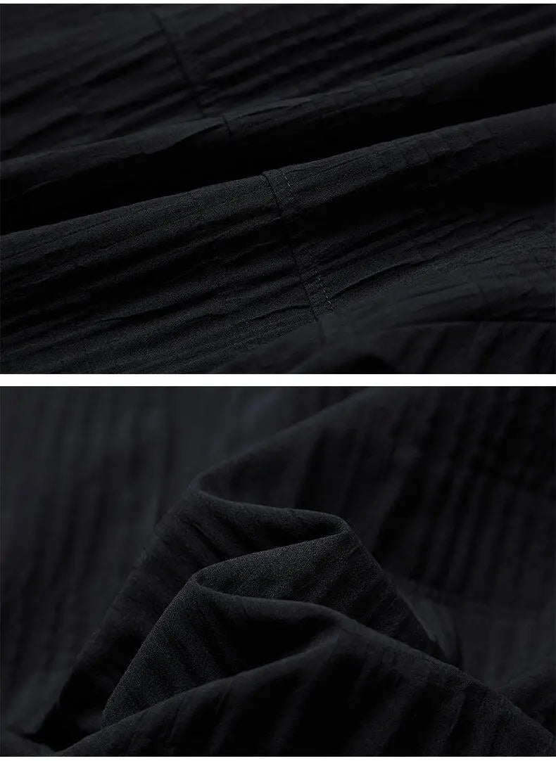 Wrinkled Fabric Casual Long Sleeve Shirt Men and Women Solid Color Streetwear Fashion Loose Black White Shirts Oversize Blouses