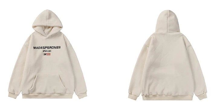 gothic chrome print featuring mens fleece hoodies casual letter embroidery hairy oversize harajuku hooded tops hip hop skateboard warm streetwear pullovers