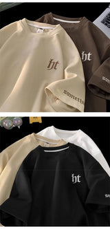 Glitchcore Aesthetic drop – 2024 Summer Letter Embroidered Waffle T Shirt Mens Y2K Vinta