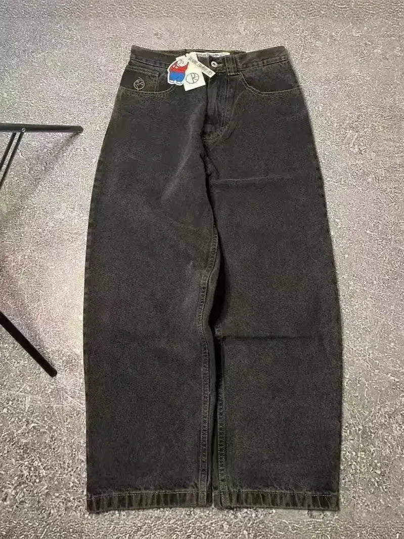 bigboy foreign trade american retro autumn new mens jeans ins black loose straight wide leg cargo pants streetwear men joggers urban active pants
