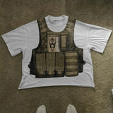 Harajuku Streetwear Y2K New T shirt Men Hip Hop Bulletproof Vest Graphic Print Oversized Cotton Short Sleeved Casual Tops Tees