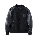 leather varsity coat, fall winter style, men's streetwear fashion, oversized urban jacket, high quality cold-weather coat