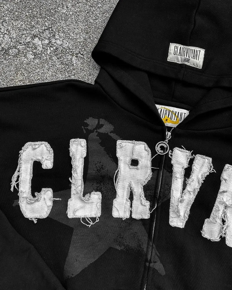 2024 Trendy Brand Fashion Letter Embroidered Oversized Hoodie Men Y2K