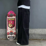 wexwear embroid baggy jeans harajuku hip hop graphic high waist wide trouser streetwear y2k jeans men women gothic black pants unique jeans style 2060