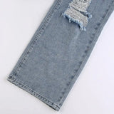streetwear straight pants ladies ripped jeans mid waist loose wide leg pants ladies jeans y2k summer high street cargo pants unique cargo style 2747