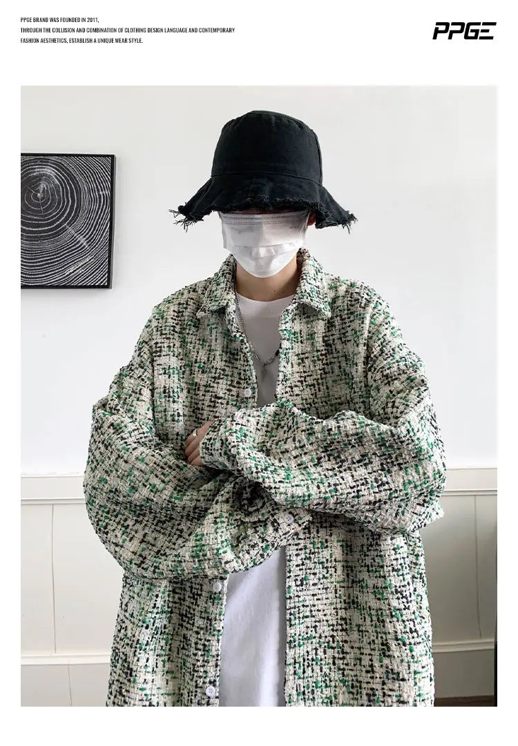 Original New Korean Harajuku Check Jacket Mens Autumn 2024 New Design