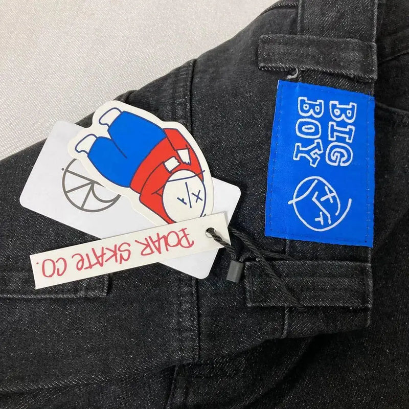 hot sell big boy embroidery men y2k basketball skate men 2024 new in harajuku denim shorts streetwear baggy jeans men clothing stacked flare jeans