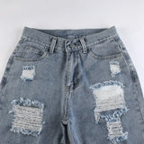 streetwear straight pants ladies ripped jeans mid waist loose wide leg pants ladies jeans y2k summer high street cargo pants unique cargo style 2741