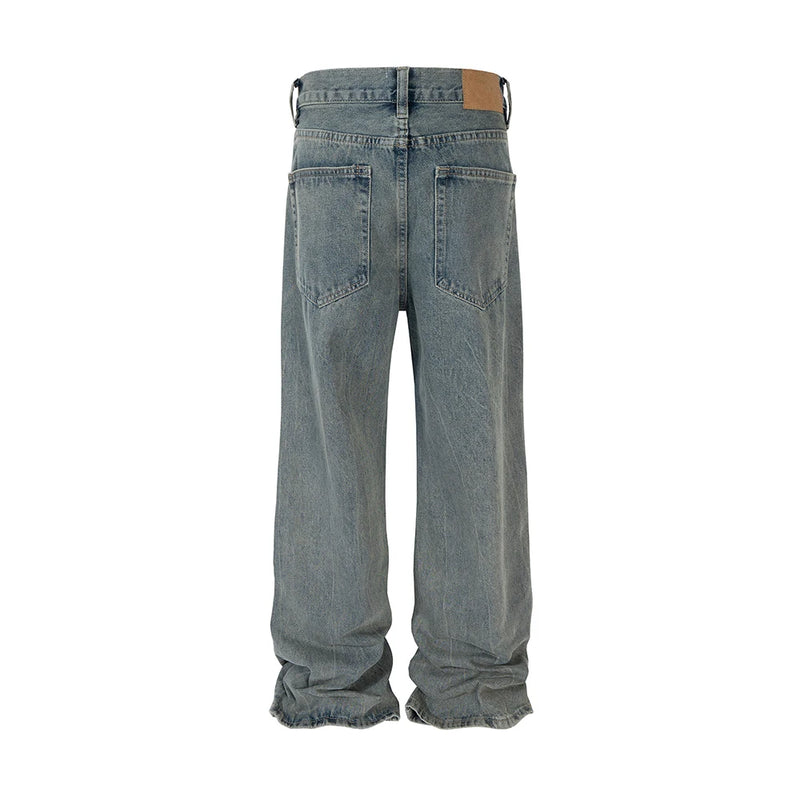 new washed faded distressed baggy jeans for men straight high street retro casual denim trousers vintage loose cargo pants multi-pocket cargos