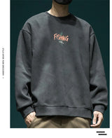 Autumn Funny Fishing Graphic Print Sweatshirts For Men High Street Let