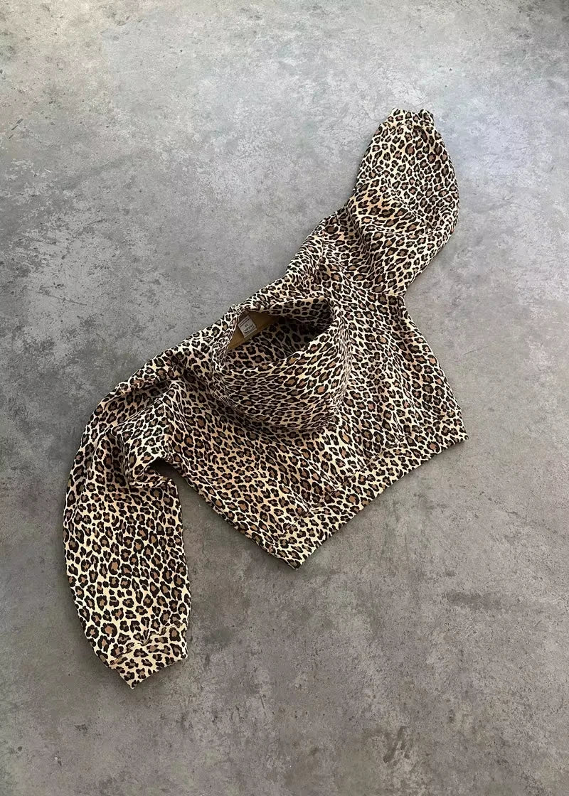 American Y2K New Fleece Padded Leopard Zipper Hoodie Women Street Fash