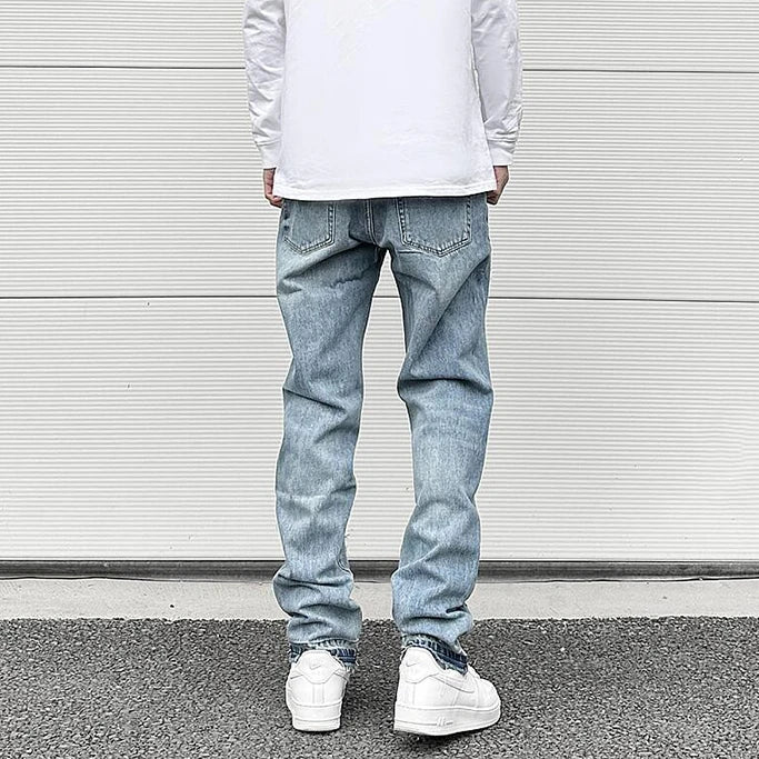 letters patckwork bottom ripped denim jeans men casual straight biker trousers fashion streetwear hip hop jean pants joggers unique joggers style 3737