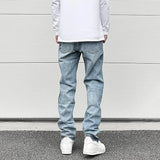 letters patckwork bottom ripped denim jeans men casual straight biker trousers fashion streetwear hip hop jean pants joggers unique joggers style 3737
