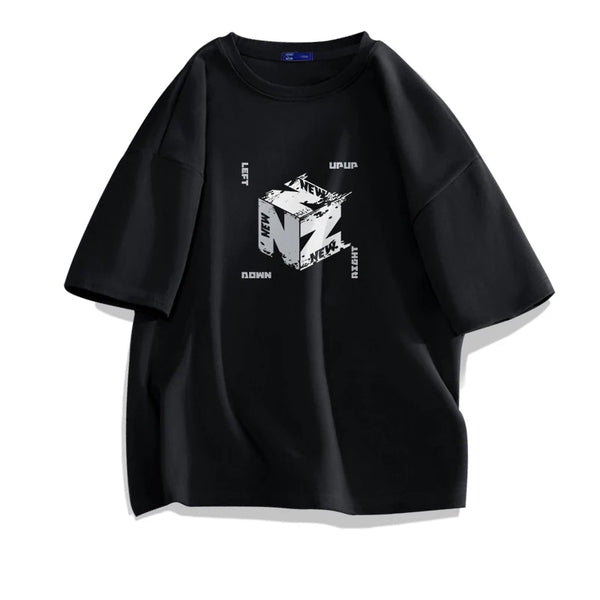Trapwear Angelcore design – 2024 New Cube Graphic Print T Shirts For Men Personality Fas