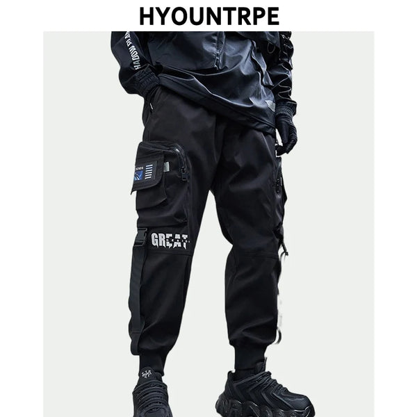 hip hop loose fit elastic waist cargo pants fashion military pocket ankle pants mens casual drewstring baggy sweatpants joggers urban active pants