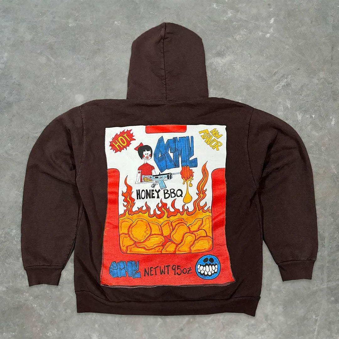 Y2k Pullover Print Pattern Long Sleeved Hoodie Hoodie Clothing Vintage Street Rap Trend Wear High Street