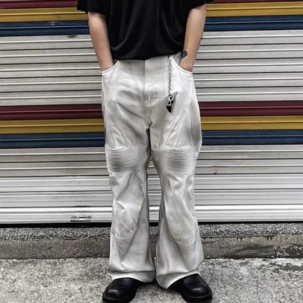 european and american high street washed distressed wide leg jeans pants y2k hip hop splashing ink pleated beggar jeans vintage urban skinny jeans