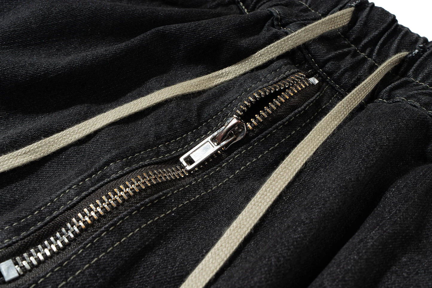 ro style ribbons streetwear multi pockets cargo short for men elastic waist wide leg baggy jeans knee length pants loose overall unique cargo style 4486