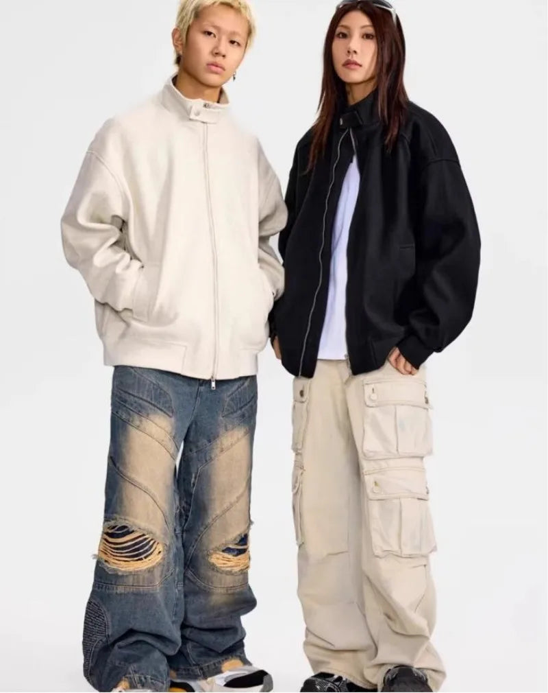 Autumn New Stand Collar Sports Jacket Mens Korean Couple College High