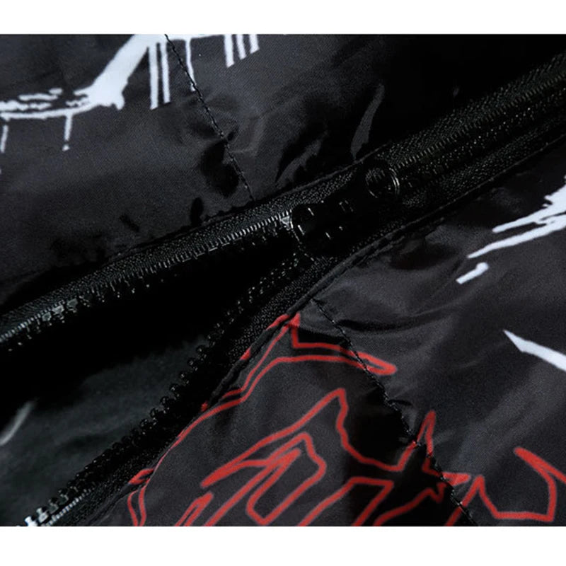 2023 Hip Hop Jacket Parka Men Anime Cartoon Graphic Padded Jacket Coat Warm Winter Streetwear Harajuku Puffer Jackets