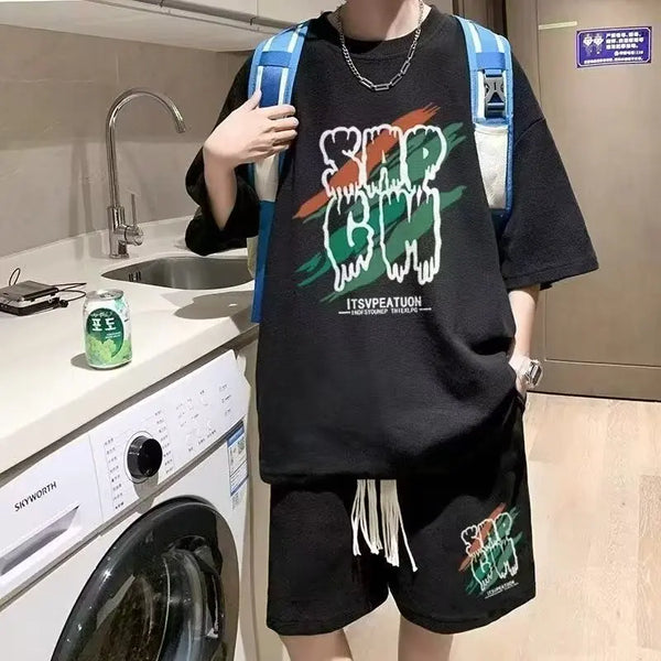 Harajuku Broken heart – 2024 Summer Man Tracksuit Cartoon Streetwear Hip Hop Rock Ca