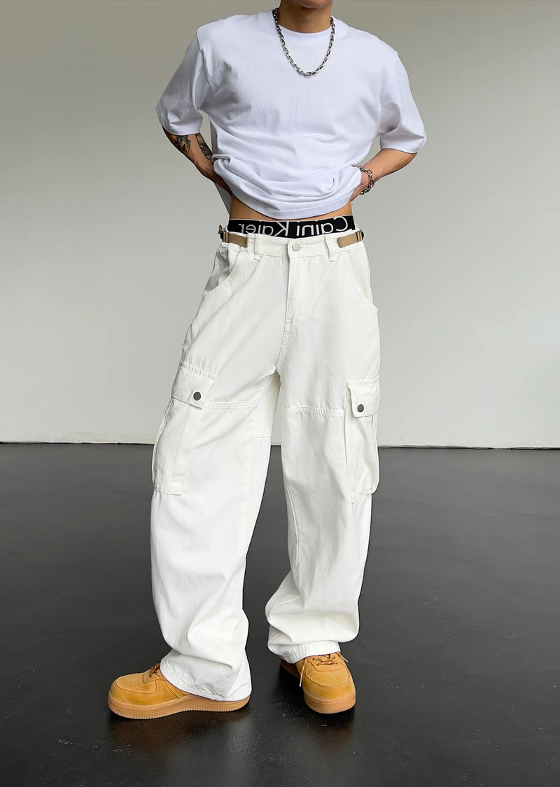 mens hip hop pants retro cargo pant streetwear side big pockets zipper harajuku joggers new casual loose straight baggy trousers unique joggers style 232