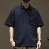 Gothic Angelcore design – Summer New Button Pocket Polo Shirt For Men Casual Short Sle