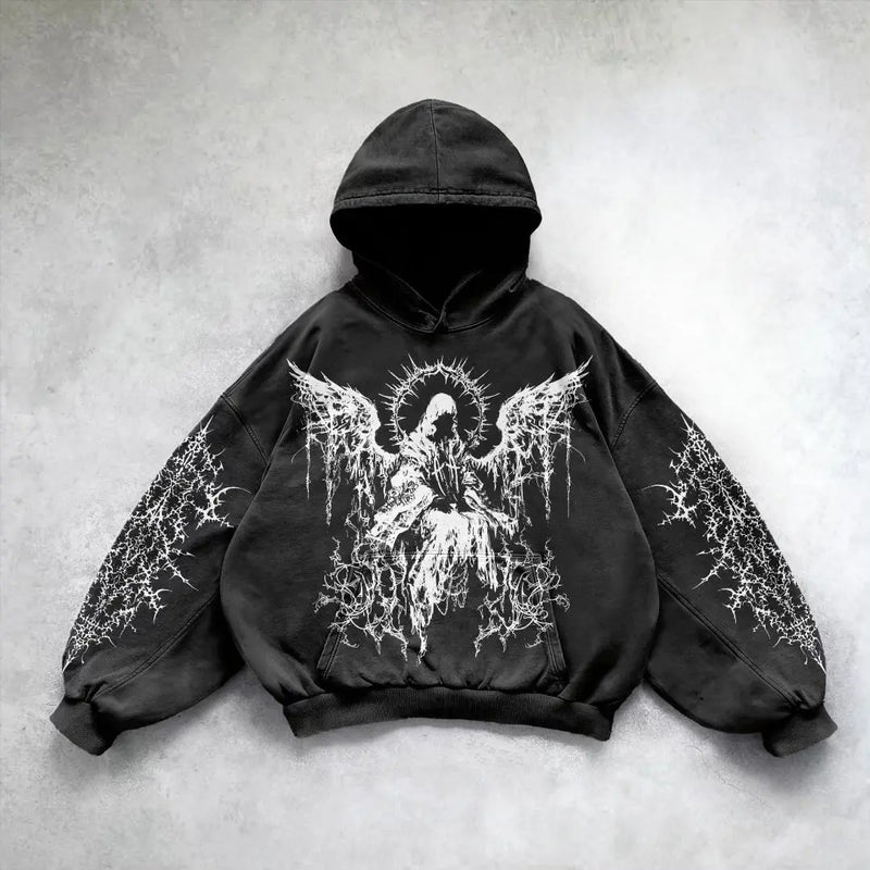 Anime Aesthetic Tee – Harajuku Y2K Tops Oversized Sweatshirt Hoodie Skull Goddess