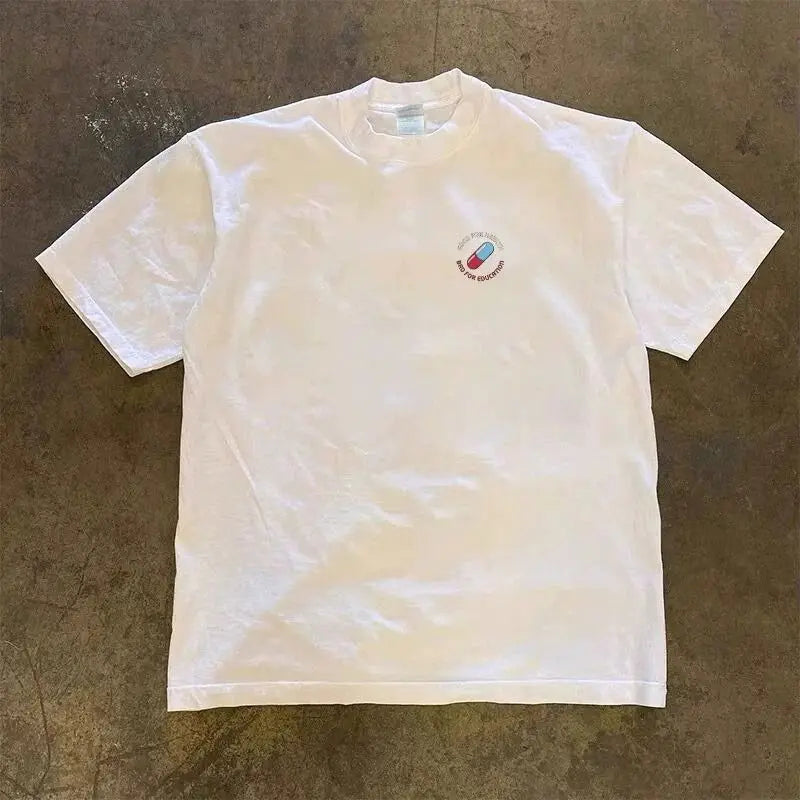 Y2k Melting smiley – American Niche Retro Trendy Brand Capsule Letter Pure Cotton