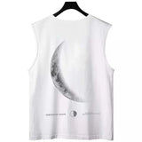 Vaporwave Chrome print – New Crescent Moon Graphic Printed Sleeveless T Shirt Mens Su