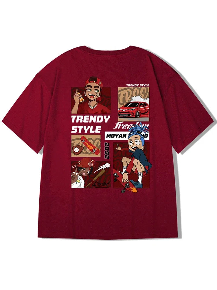 Gothic Vintage anime – Trendy Style Skateboard Boy Graphic Printed T Shirt For Men