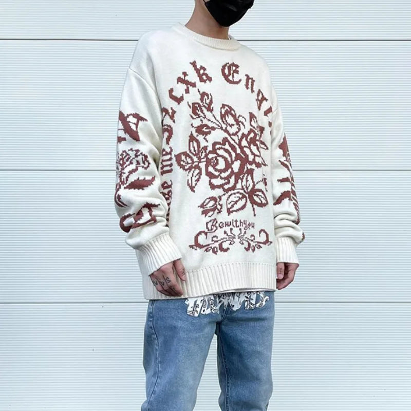 fire graphic sweater, 2025 fashion trend, cozy fashion fit, stylish street outfit, modern aesthetic appeal