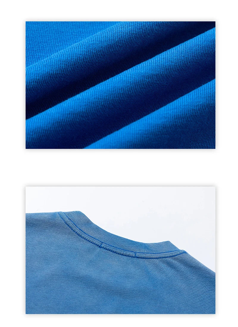 Spring Summer New Products Fried Color Wash Water Gradient Color Loose Short-sleeved Casual Basic Bottoming Round Neck