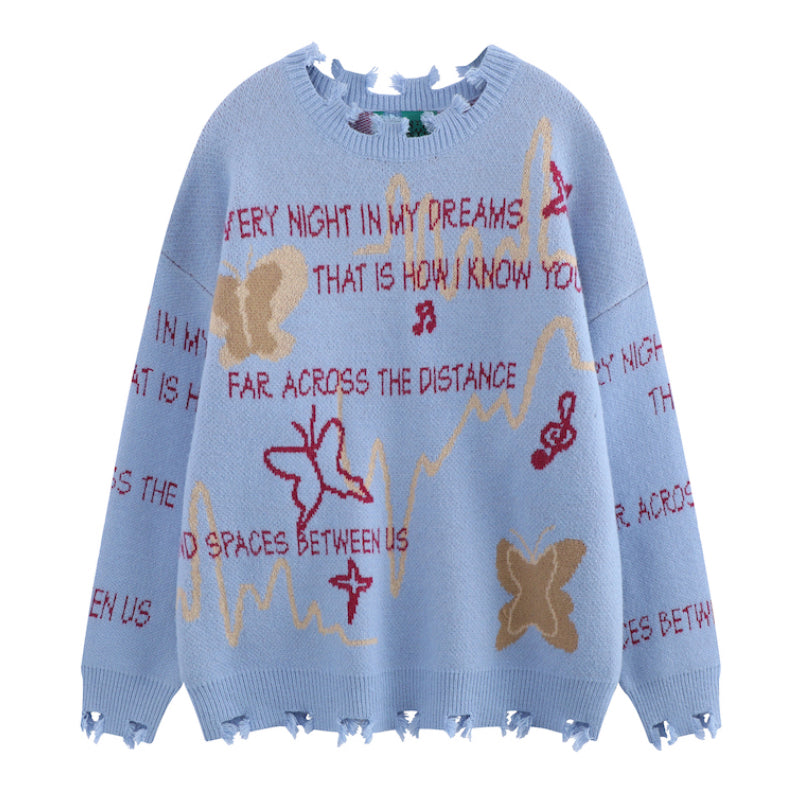 grunge pullover streetwear, modern knitwear, cozy fashion fit, stylish street outfit, modern aesthetic appeal