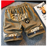 suede shorts men 2024 summer mens high street letter print loose five point pants straight simple fashion american basketball s unique shorts style 1501